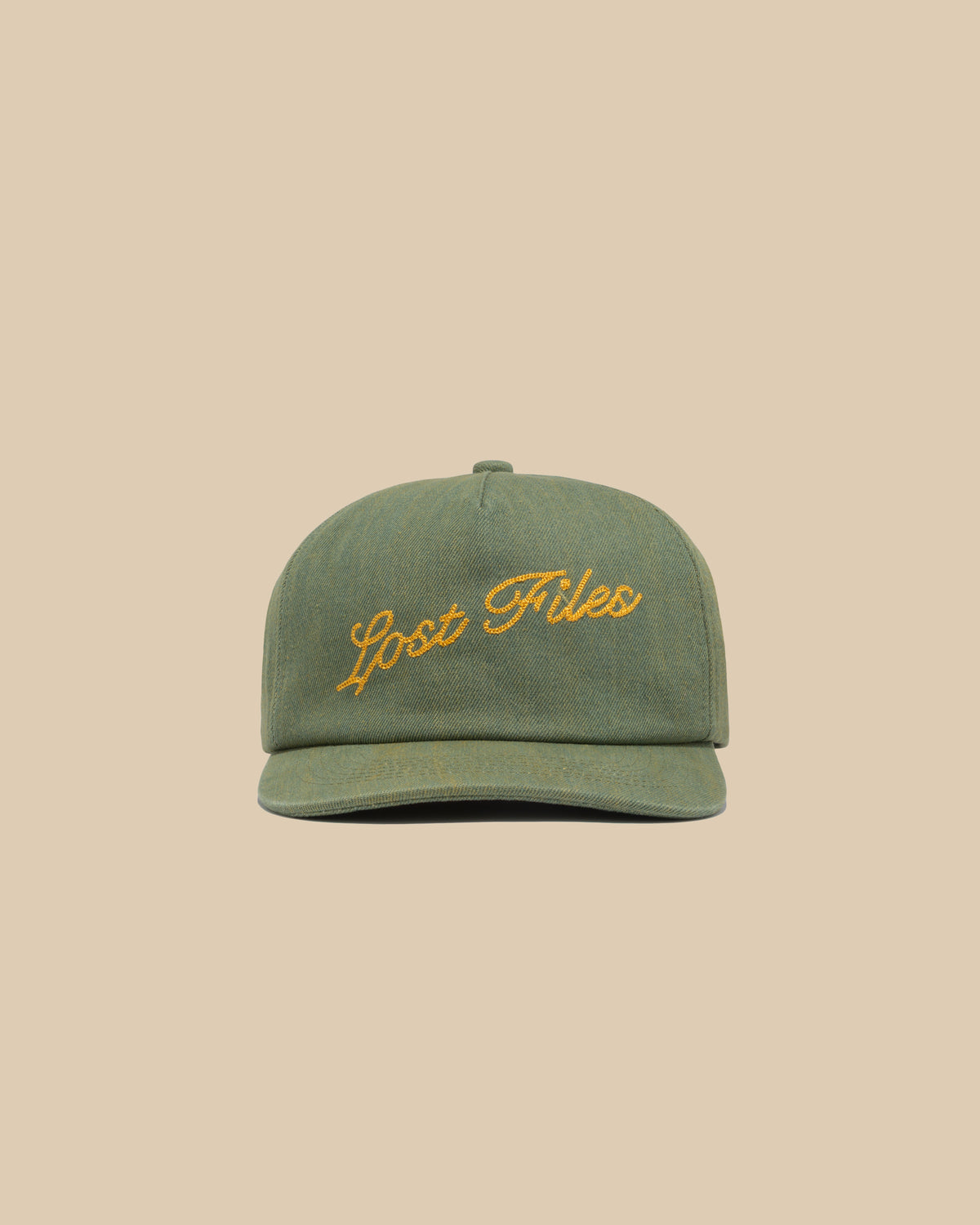 Olive Denim Chain Stitch Hat