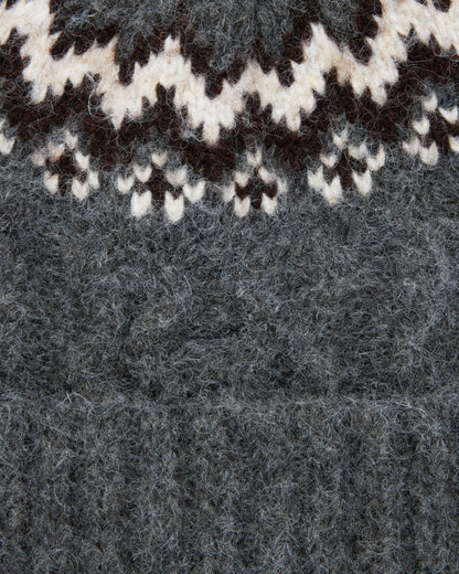 Oversized Fair Isle Wool Beanie
